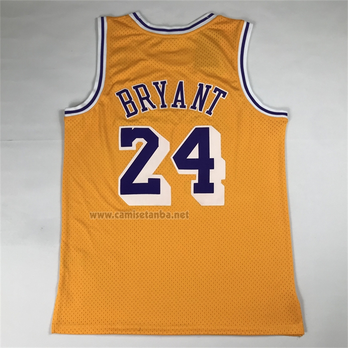 Camiseta Los Angeles Lakers Kobe Bryant NO 24 Autentico 2007-08 Amarillo